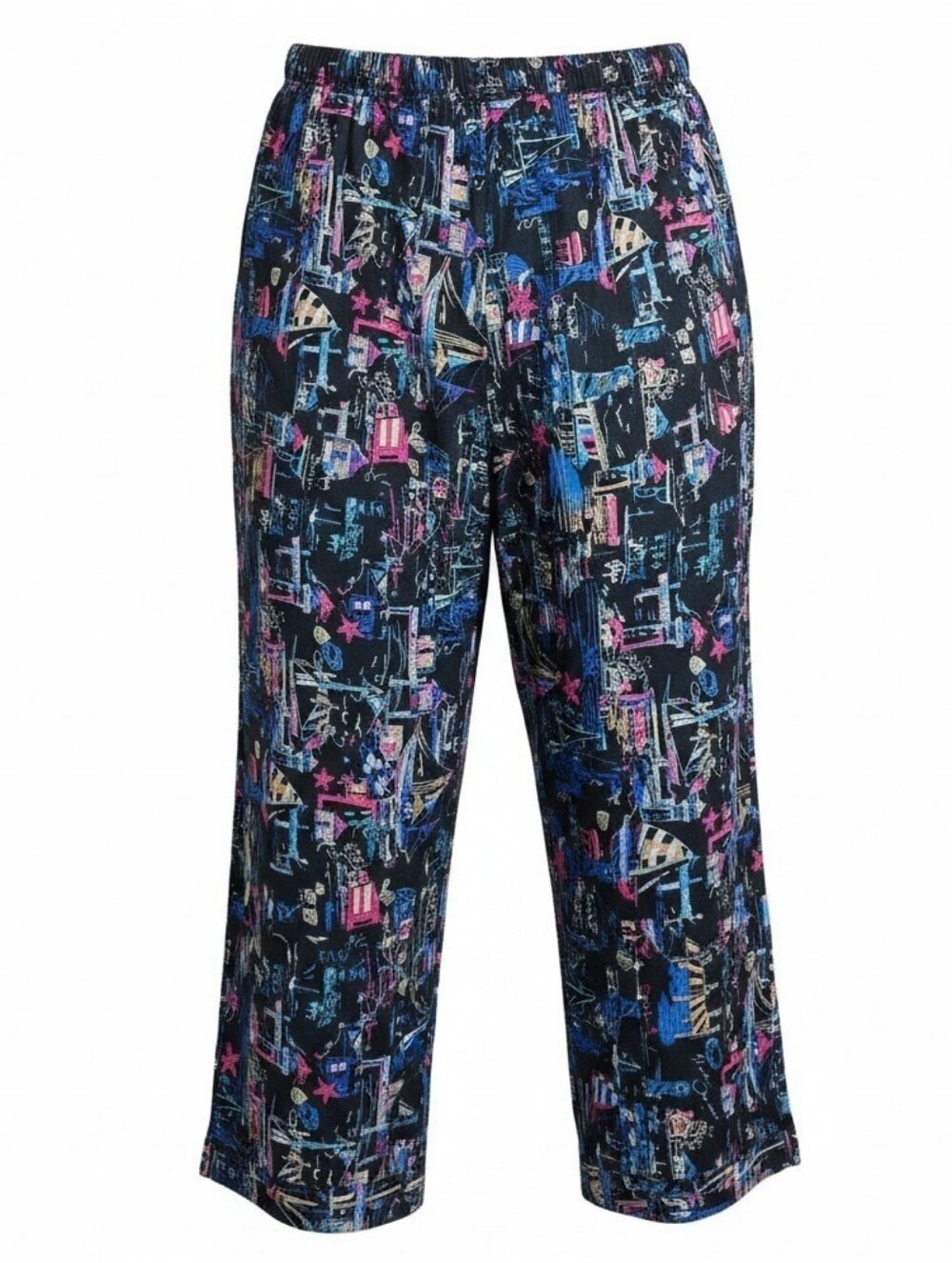CHICO'S TRAVELERS | Nautical Sailing Wide Leg Stretch Comfort Crop Pants‎ | XL